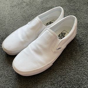 W9 Classic White Vans Slip Ons